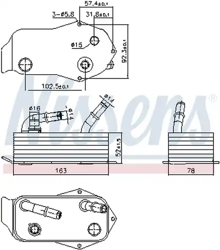 маслен радиатор, автоматична трансмисия NISSENS 91353