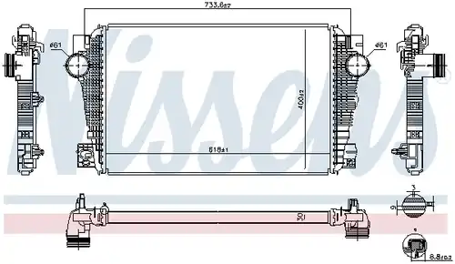 интеркулер (охладител за въздуха на турбината) NISSENS 96258