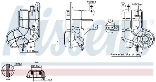 разширителен съд, охладителна течност NISSENS 996288