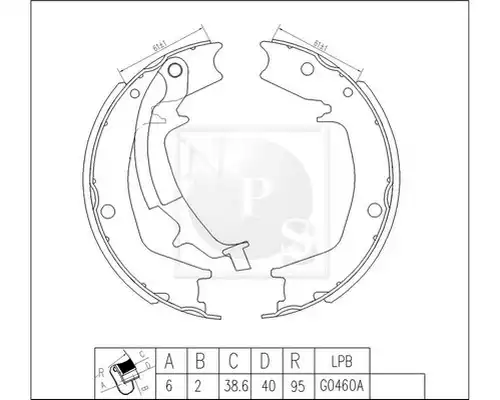 комплект спирачна челюст NPS H350I14