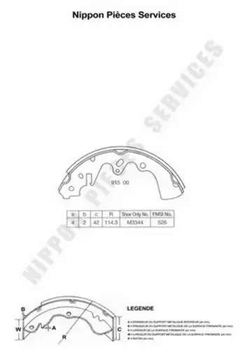 комплект спирачна челюст NPS M350A03