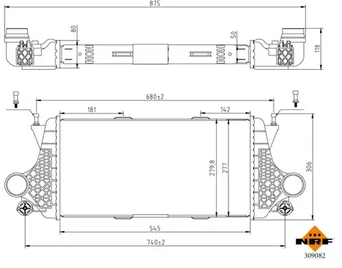 интеркулер (охладител за въздуха на турбината) NRF 309082