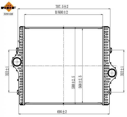 интеркулер (охладител за въздуха на турбината) NRF 309108