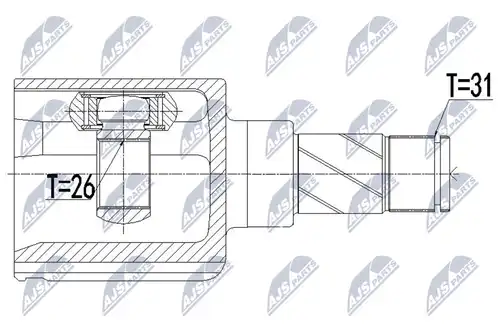 каре комплект, полуоска NTY NPW-FR-091