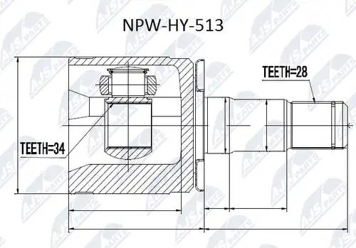 каре комплект, полуоска NTY NPW-HY-513