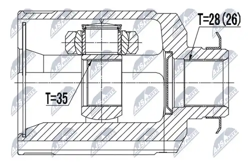 каре комплект, полуоска NTY NPW-HY-524