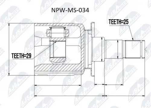 каре комплект, полуоска NTY NPW-MS-034