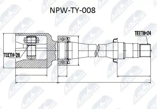 каре комплект, полуоска NTY NPW-TY-008