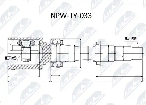 каре комплект, полуоска NTY NPW-TY-033