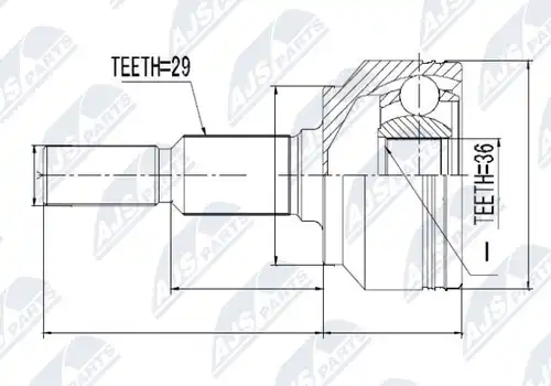 каре комплект, полуоска NTY NPZ-CH-012