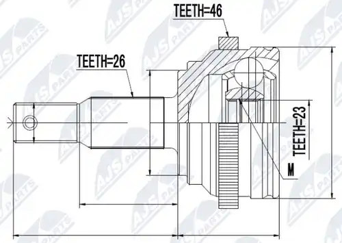 каре комплект, полуоска NTY NPZ-CH-013