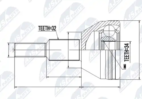 каре комплект, полуоска NTY NPZ-CH-016