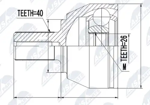 каре комплект, полуоска NTY NPZ-FR-040