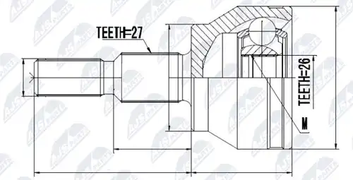 каре комплект, полуоска NTY NPZ-FR-050