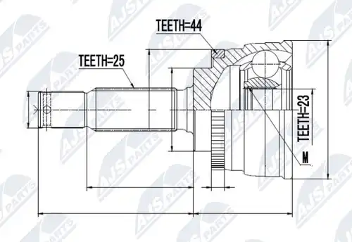 каре комплект, полуоска NTY NPZ-HY-533