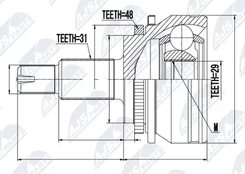 каре комплект, полуоска NTY NPZ-LR-006