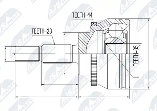 каре комплект, полуоска NTY NPZ-RE-031