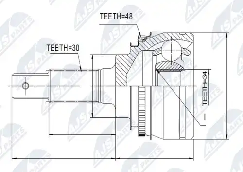 каре комплект, полуоска NTY NPZ-TY-029