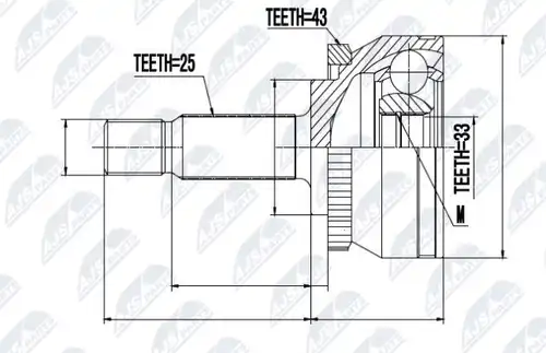 каре комплект, полуоска NTY NPZ-VV-002