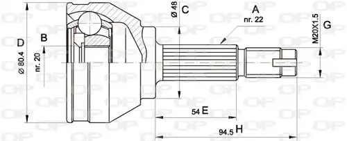 каре комплект, полуоска OPEN PARTS CVJ5002.10