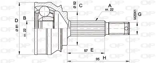 каре комплект, полуоска OPEN PARTS CVJ5006.10