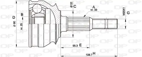 каре комплект, полуоска OPEN PARTS CVJ5007.10