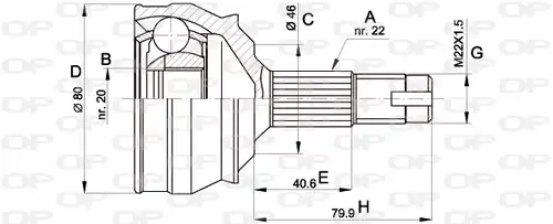 каре комплект, полуоска OPEN PARTS CVJ5011.10