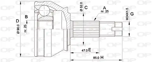 каре комплект, полуоска OPEN PARTS CVJ5014.10