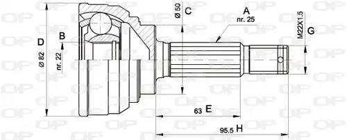 каре комплект, полуоска OPEN PARTS CVJ5022.10