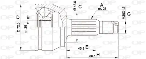 каре комплект, полуоска OPEN PARTS CVJ5037.10