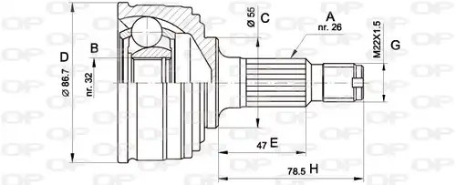 каре комплект, полуоска OPEN PARTS CVJ5049.10