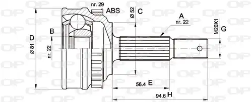 каре комплект, полуоска OPEN PARTS CVJ5053.10