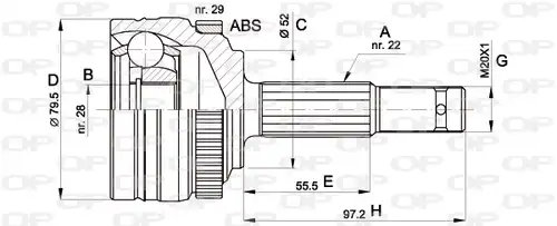 каре комплект, полуоска OPEN PARTS CVJ5114.10