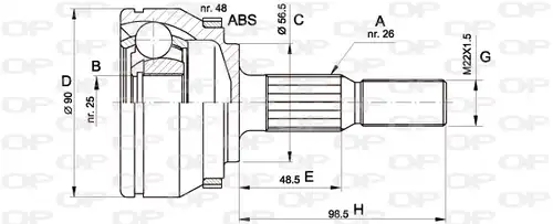 каре комплект, полуоска OPEN PARTS CVJ5132.10