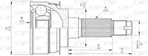 каре комплект, полуоска OPEN PARTS CVJ5136.10