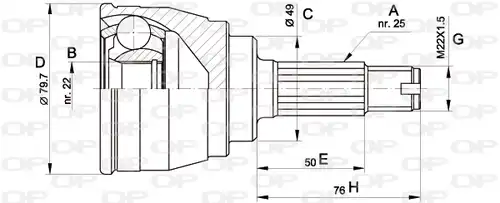 каре комплект, полуоска OPEN PARTS CVJ5148.10