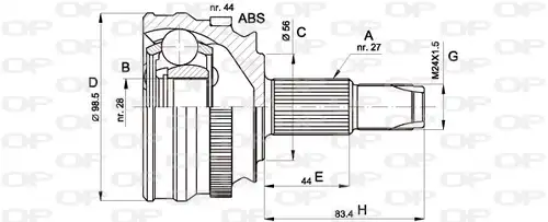 каре комплект, полуоска OPEN PARTS CVJ5152.10