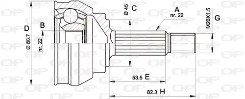 каре комплект, полуоска OPEN PARTS CVJ5158.10