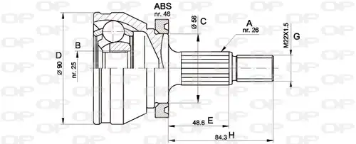 каре комплект, полуоска OPEN PARTS CVJ5167.10