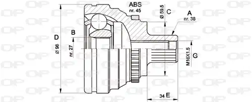 каре комплект, полуоска OPEN PARTS CVJ5174.10