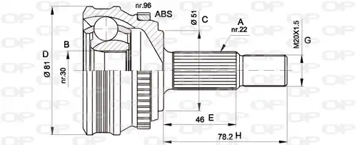 каре комплект, полуоска OPEN PARTS CVJ5185.10