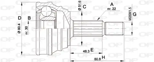 каре комплект, полуоска OPEN PARTS CVJ5190.10