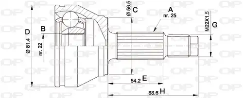 каре комплект, полуоска OPEN PARTS CVJ5192.10