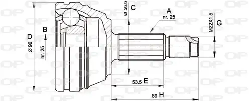 каре комплект, полуоска OPEN PARTS CVJ5198.10