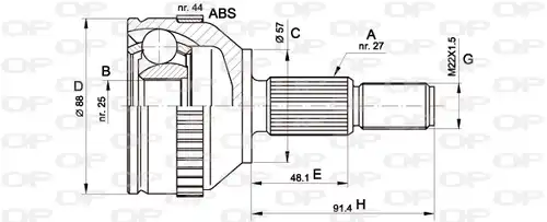 каре комплект, полуоска OPEN PARTS CVJ5200.10