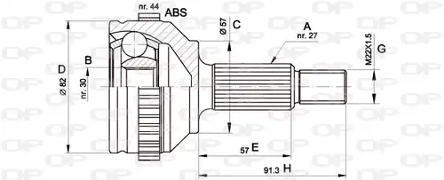 каре комплект, полуоска OPEN PARTS CVJ5201.10