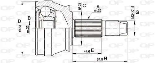 каре комплект, полуоска OPEN PARTS CVJ5209.10