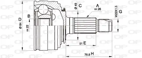 каре комплект, полуоска OPEN PARTS CVJ5219.10