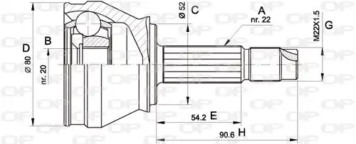 каре комплект, полуоска OPEN PARTS CVJ5223.10