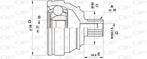 каре комплект, полуоска OPEN PARTS CVJ5228.10